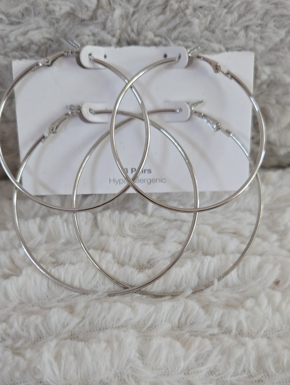 Hypoallergenic Silver Hoop Earrings - 3 Pairs